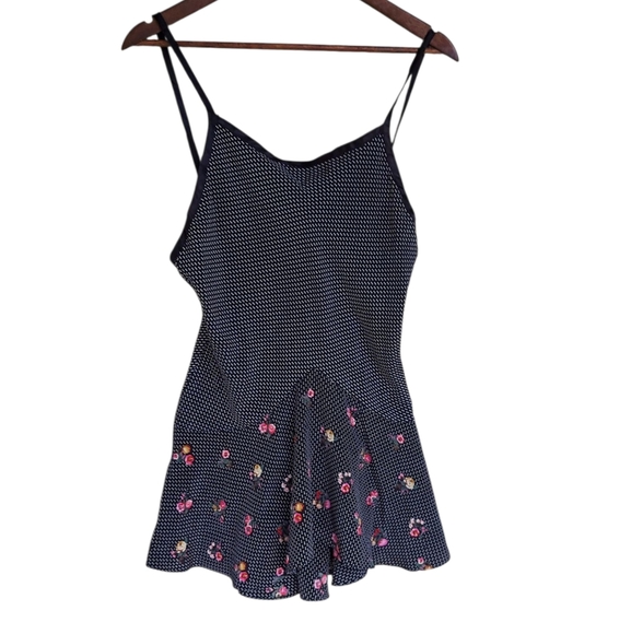 Vintage Val Mode Black Polka Dot Floral  Sleepwear Womens Medium - Picture 1 of 4